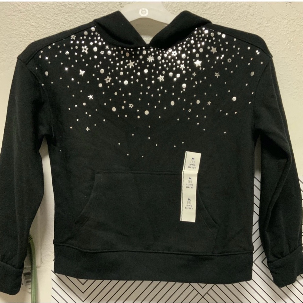 Cat & Jack Black Starry Hoodie Girl Size M-8